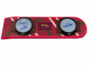 MICHAEL J FOX CHRISTOPHER LLOYD SIGNED BACK TO THE FUTURE HOVERBOARD BECKETT 129 COLLECTIBLE MEMORABILIA