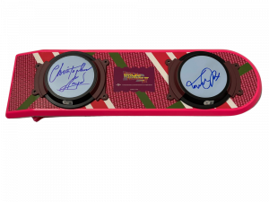 MICHAEL J FOX CHRISTOPHER LLOYD SIGNED BACK TO THE FUTURE HOVERBOARD BECKETT 144 COLLECTIBLE MEMORABILIA