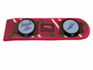 MICHAEL J FOX CHRISTOPHER LLOYD SIGNED BACK TO THE FUTURE HOVERBOARD BECKETT 148 COLLECTIBLE MEMORABILIA