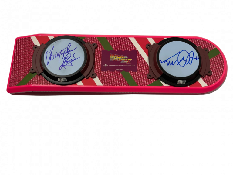 MICHAEL J FOX CHRISTOPHER LLOYD SIGNED BACK TO THE FUTURE HOVERBOARD BECKETT 45 COLLECTIBLE MEMORABILIA