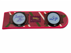 MICHAEL J FOX CHRISTOPHER LLOYD SIGNED BACK TO THE FUTURE HOVERBOARD BECKETT 53 COLLECTIBLE MEMORABILIA