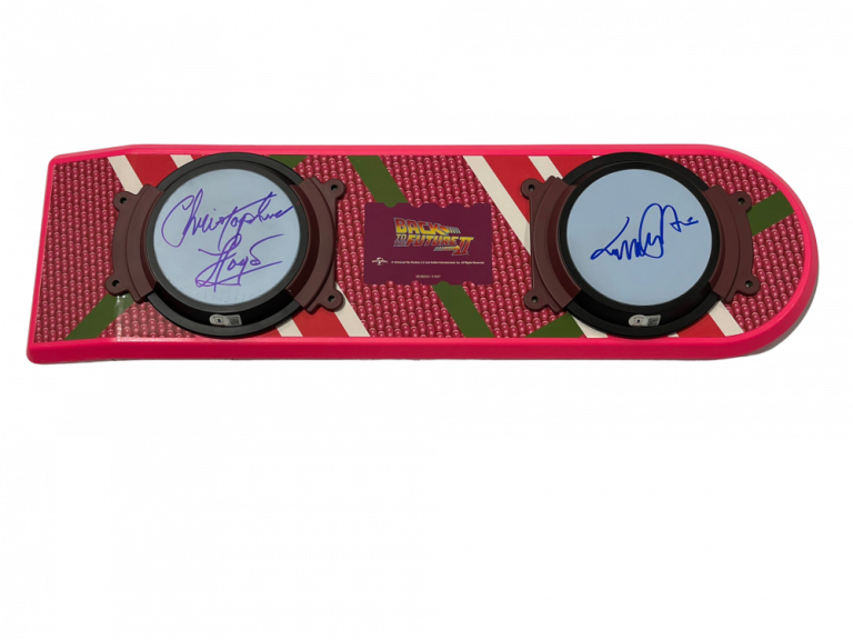 MICHAEL J FOX CHRISTOPHER LLOYD SIGNED BACK TO THE FUTURE HOVERBOARD BECKETT 79 COLLECTIBLE MEMORABILIA