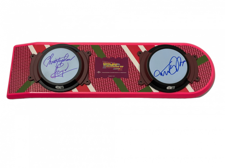MICHAEL J FOX CHRISTOPHER LLOYD SIGNED BACK TO THE FUTURE HOVERBOARD BECKETT 82 COLLECTIBLE MEMORABILIA