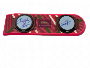 MICHAEL J FOX CHRISTOPHER LLOYD SIGNED BACK TO THE FUTURE HOVERBOARD BECKETT 90 COLLECTIBLE MEMORABILIA
