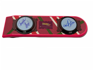 MICHAEL J FOX CHRISTOPHER LLOYD SIGNED BACK TO THE FUTURE HOVERBOARD BECKETT 95 COLLECTIBLE MEMORABILIA