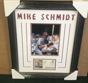 MIKE SCHMIDT PHILLIES FRAMED MATTED SIGNED DATED GATEWAY ENVELOPE W/COA COLLECTIBLE MEMORABILIA
