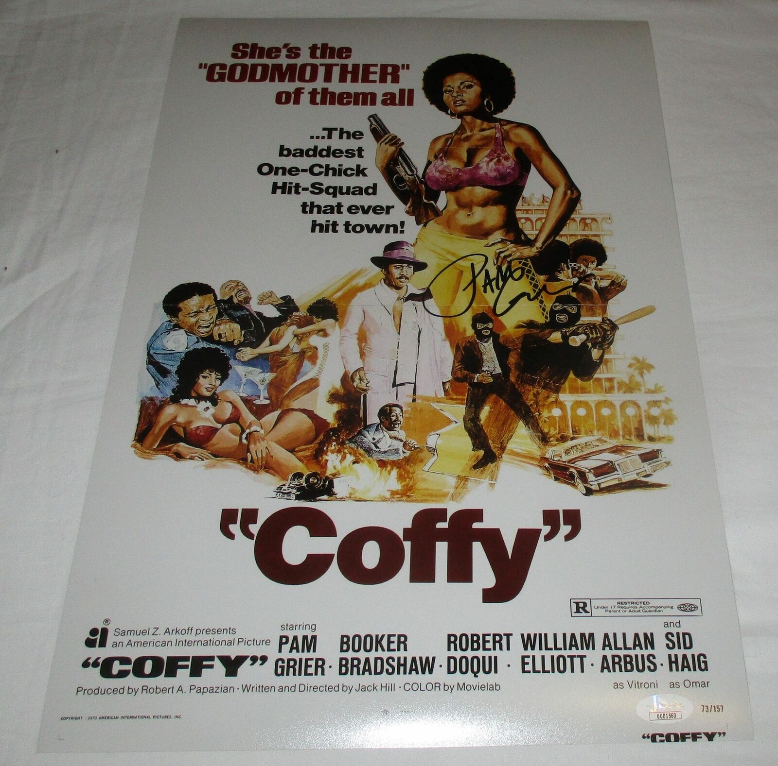 Pam Grier Signed Coffy 12x18 Movie Poster Jsa Autographia 9210