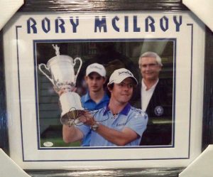 RORY MCILROY GOLF STAR SIGNED 11X14 PHOTO DOUBLE MATTED & FRAMED JSA COA #I58033 COLLECTIBLE MEMORABILIA
