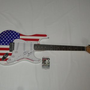 STEVE EARLE SIGNED USA FLAG ELECTRIC GUITAR AUTOGRAPHED LEGEND JSA COA