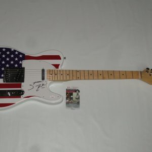 STEVE EARLE SIGNED USA FLAG ELECTRIC GUITAR AUTOGRAPHED LEGEND RARE JSA COA