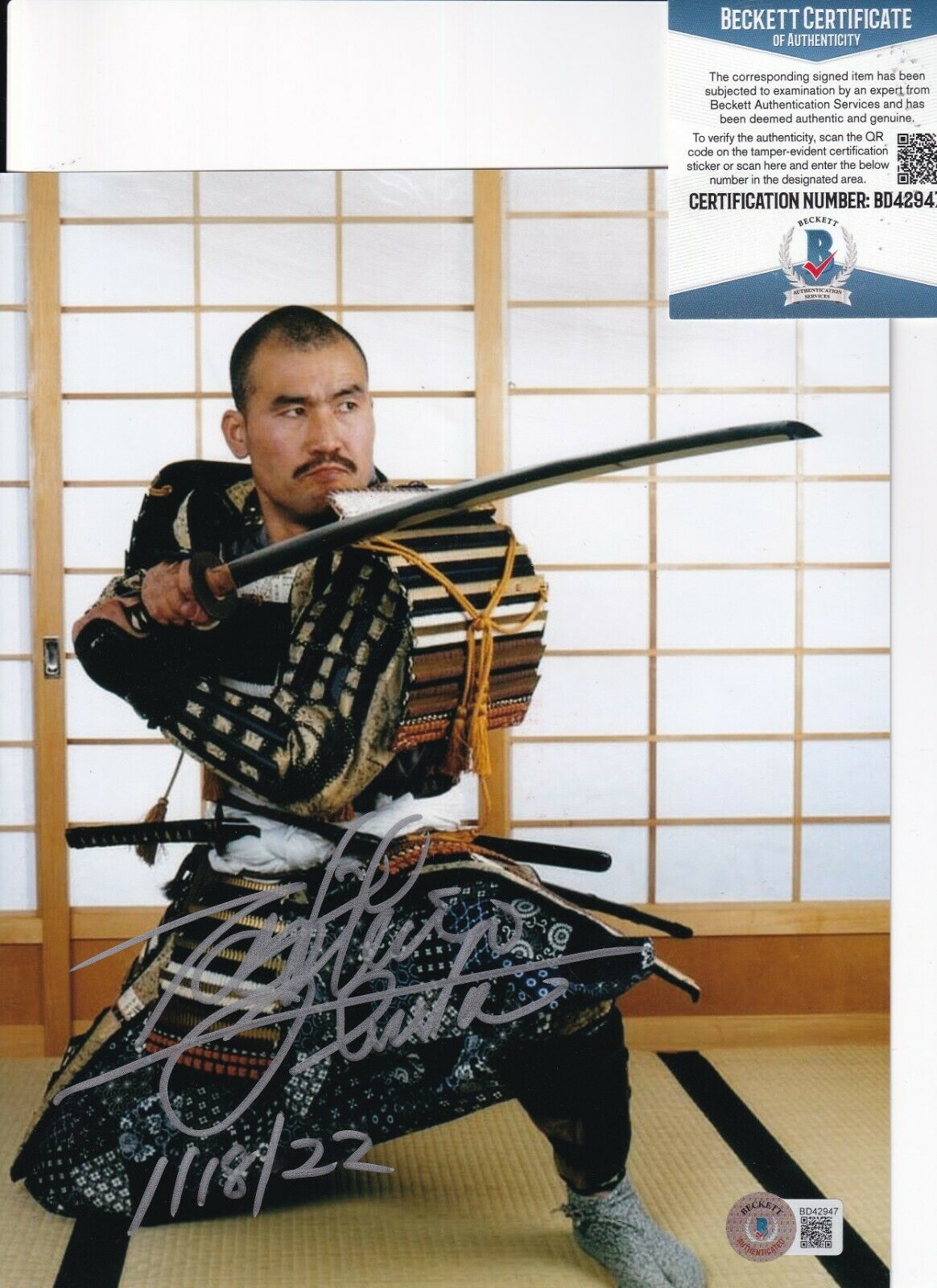 TOSHISHIRO OBATA signed (NINJA TURTLES) Tatsu 8X10 photo BECKETT BAS