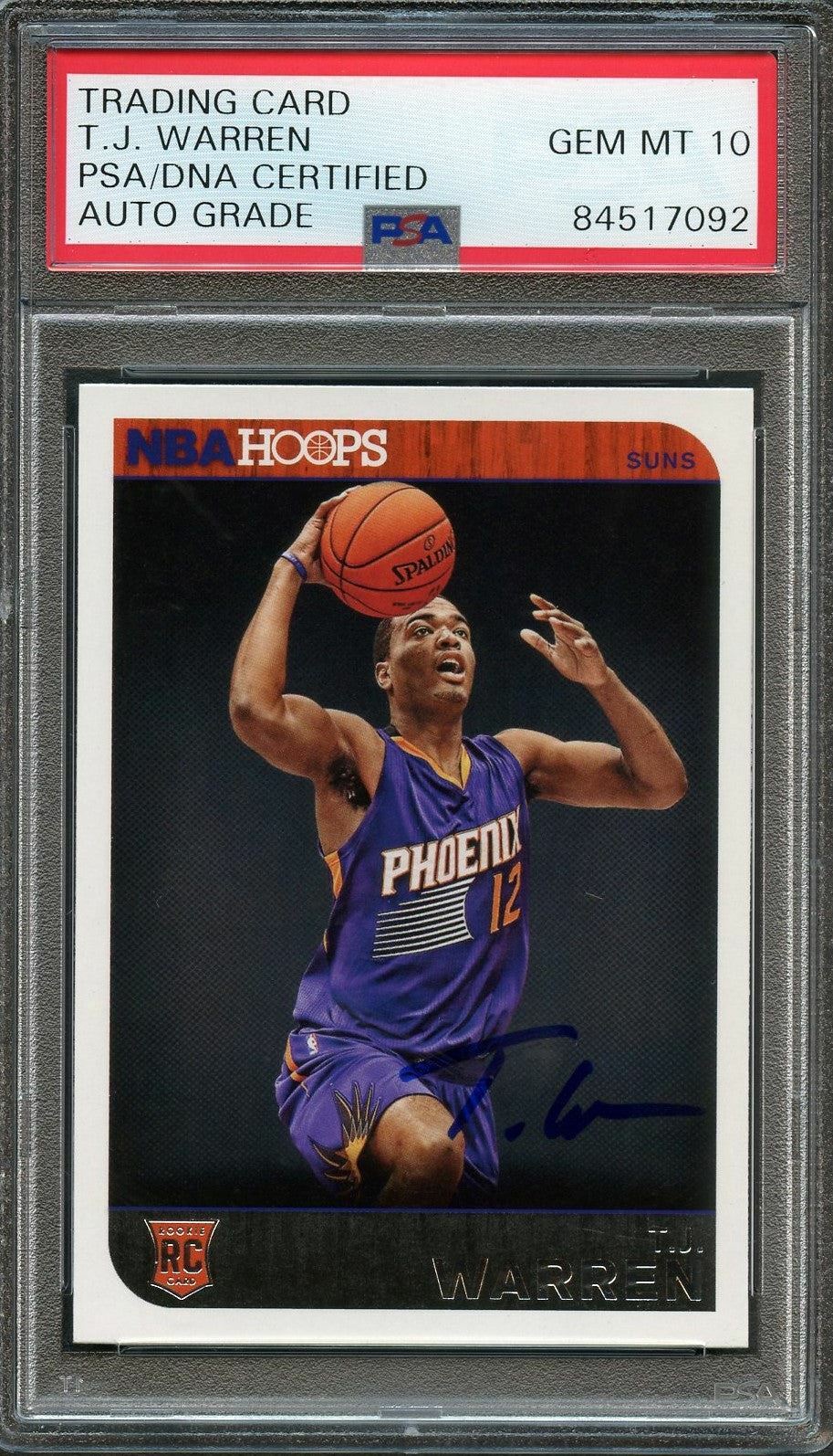2014-15 NBA Hoops #273 TJ WARREN Signed Rookie Card AUTO 10 PSA Slabbed RC Suns