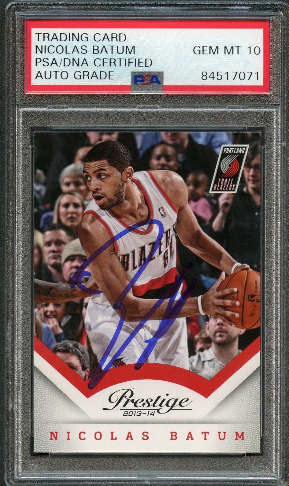 2013-14 Panini Prestige #12 Nicolas Batum Signed Card AUTO 10 PSA Slabbed Blazer