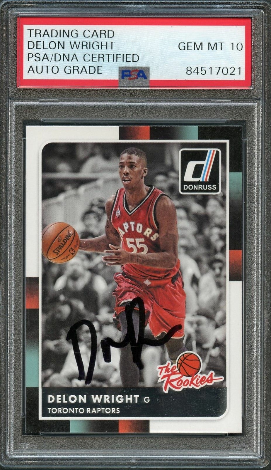 2015-16 Donruss The Rookies #44 Delon Wright Signed Card AUTO 10 PSA Slabbed RC