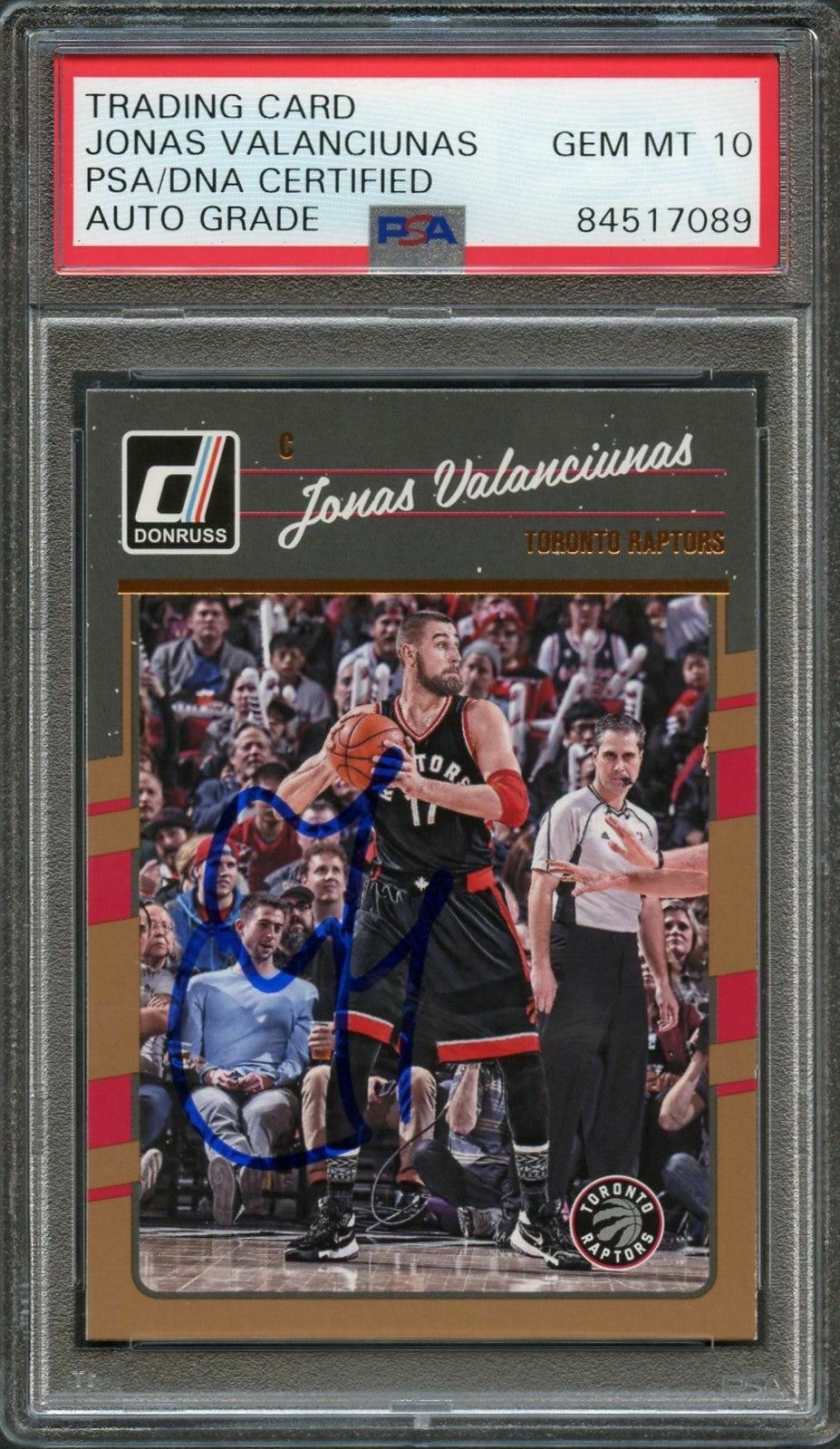2016-17 Donruss Basketball #107 Jonas Valanciunas Signed Card AUTO 10 PSA Slabbe