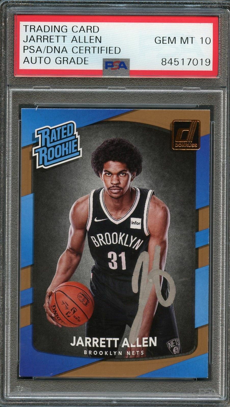 2017 Donruss Rated Rookie # 179 Jarrett Allen Signed Card AUTO 10 PSA Slabbed RC