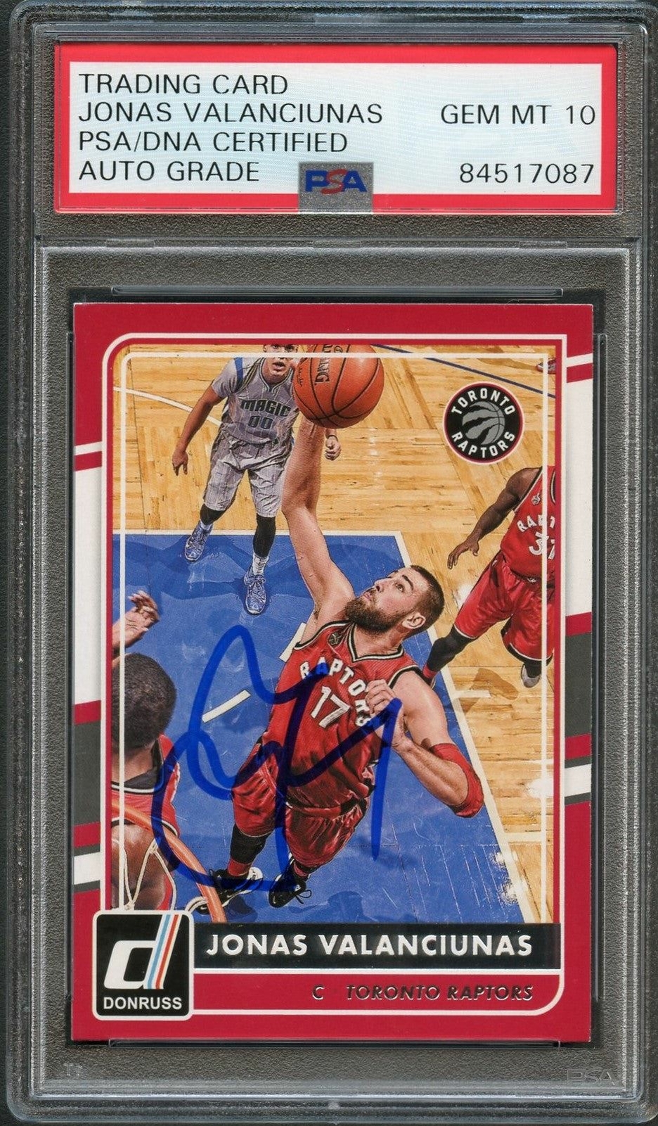 2015-16 Donruss Basketball #110 Jonas Valanciunas Signed Card AUTO 10 PSA Slabbe