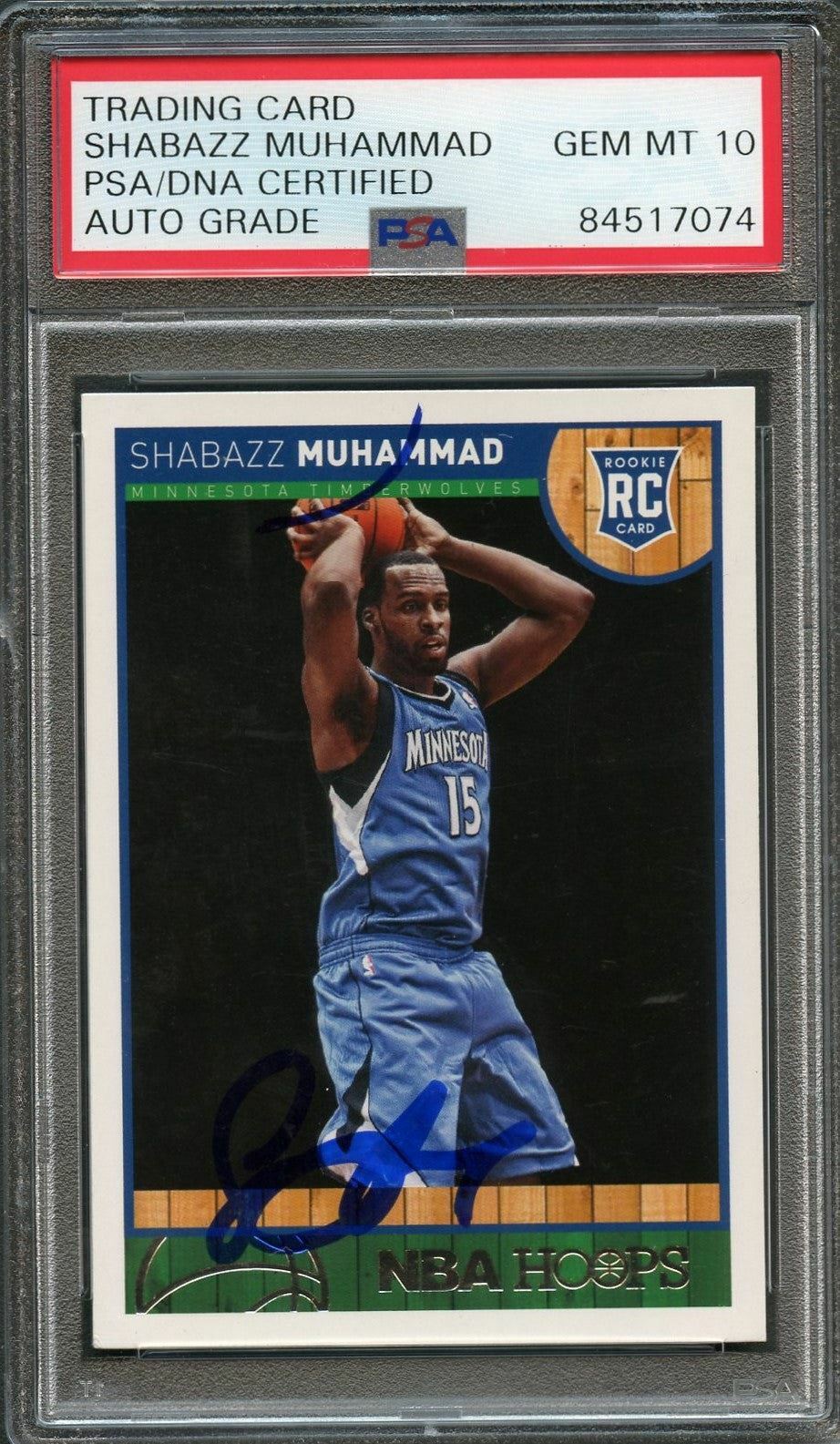 2013-14 NBA Hoops #274 Shabazz Muhammad Signed Rookie Card AUTO 10 PSA Slabbed R