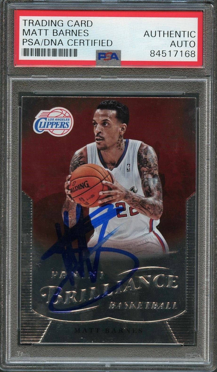 2012-13 Panini Brilliance #92 Matt Barnes Signed Card AUTO PSA Slabbed Clippers
