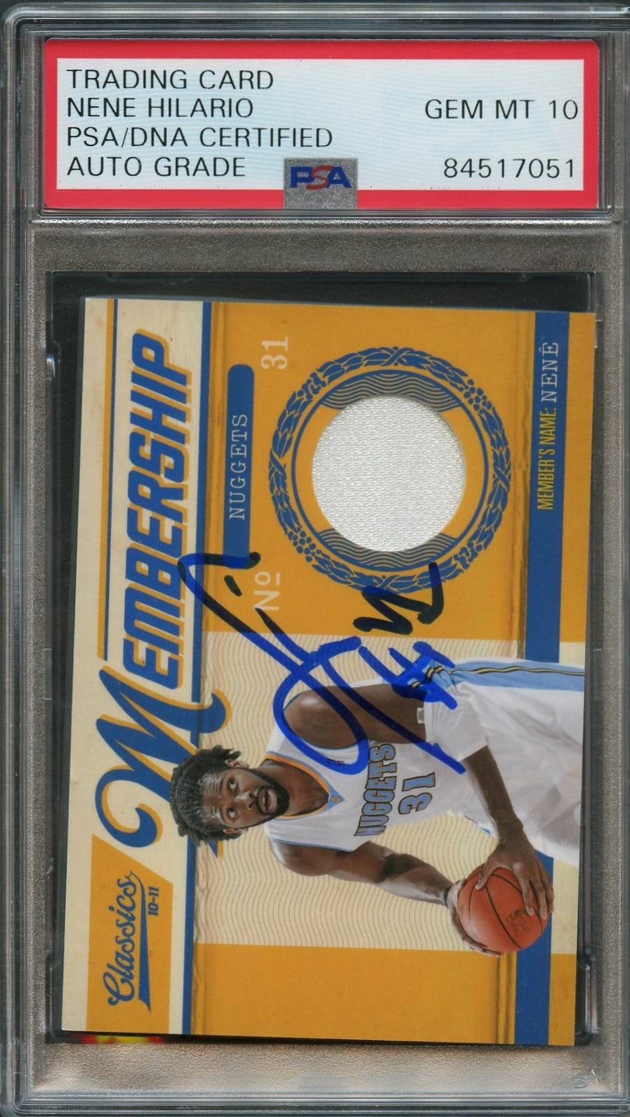 2010-11 Panini Classics Membership Materials #06 Nene Signed AUTO 10 PSA Slabbed