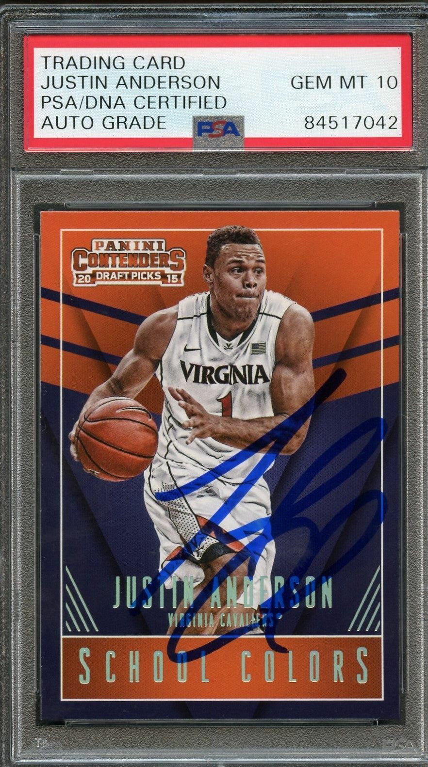 2015-16 Contenders Draft Picks School Colors #22 Justin Anderson Signed Card AUT