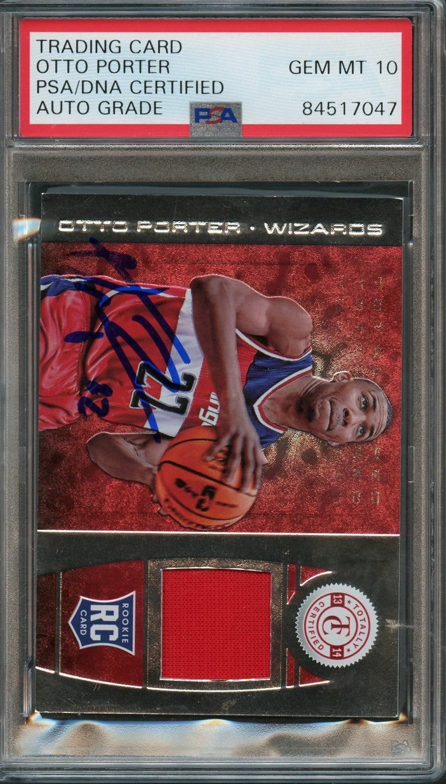 2013-14 Totally Certified Memorabilia #198 Otto Porter Signed Card AUTO 10 PSA S