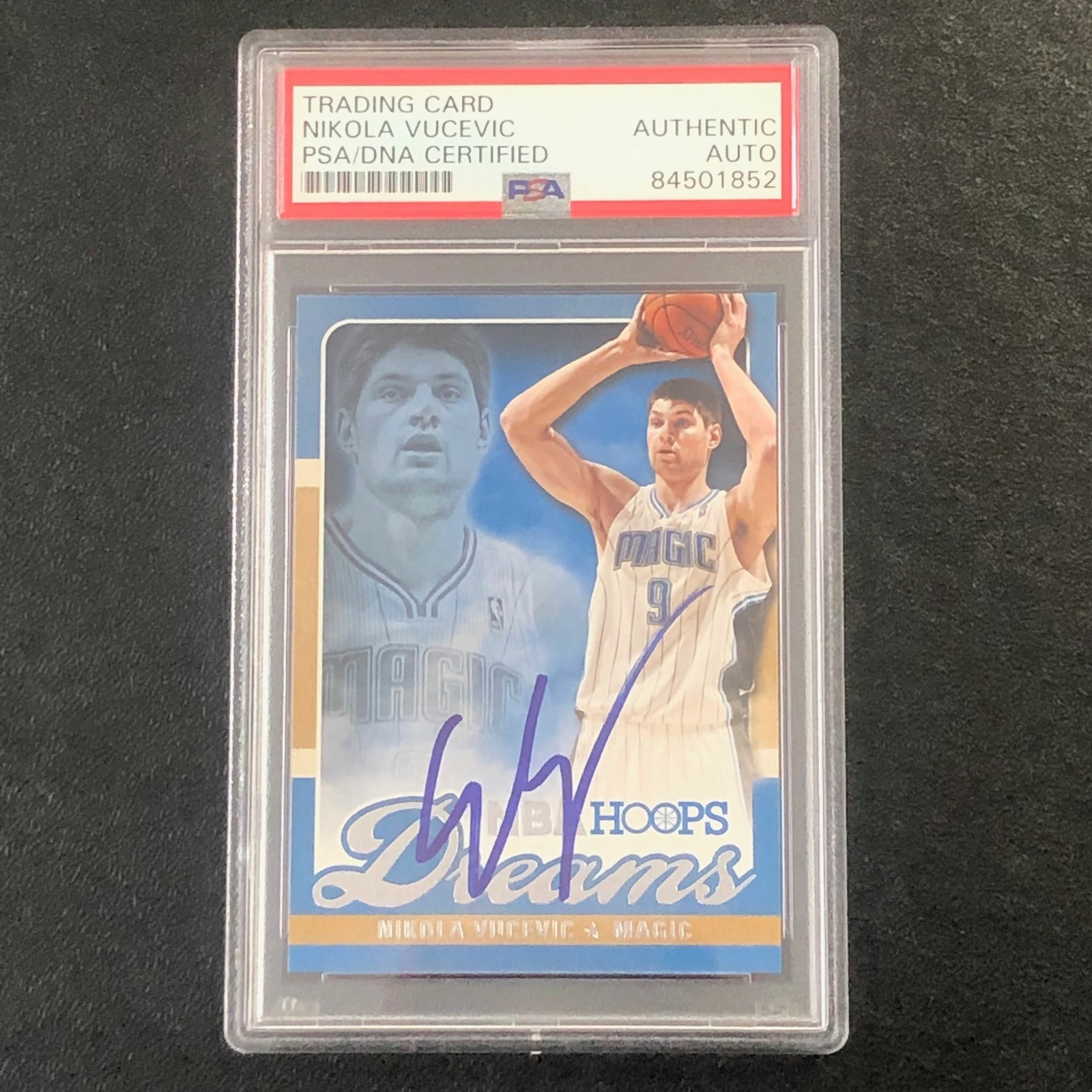 2013-14 NBA Hoops Dreams #11 Nikola Vucevic Signed Card AUTO PSA Slabbed Magic