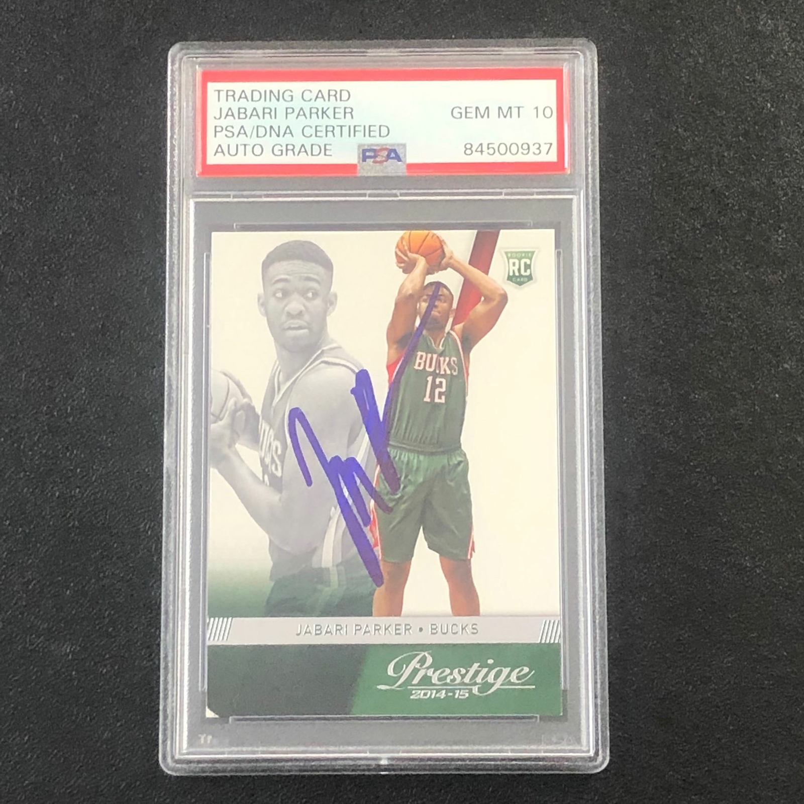 2014-15 PANINI PRESTIGE #162 JABARI PARKER Signed Card AUTO 10 PSA Slabbed RC Bu