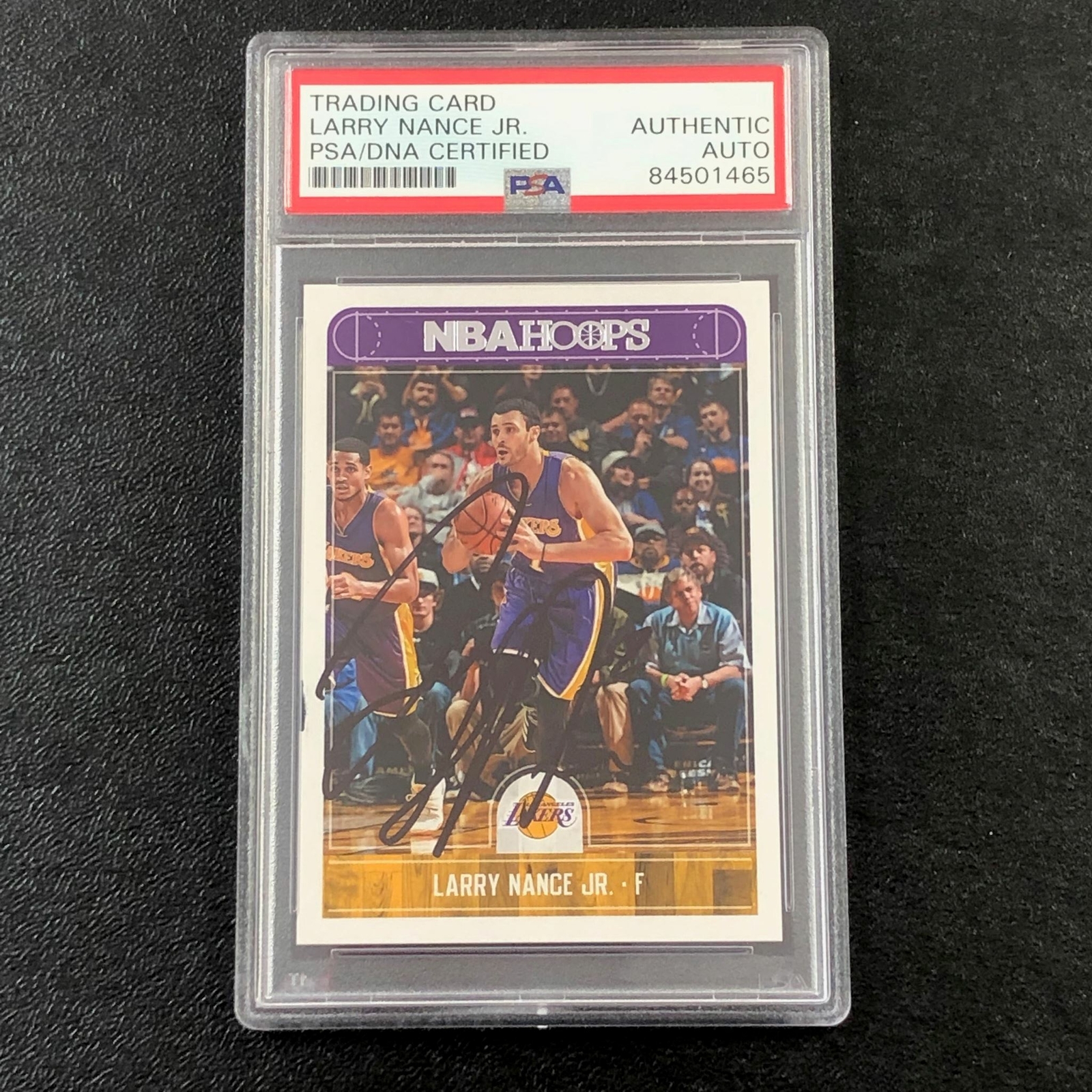 2017-18 NBA Hoops #114 Larry Nance Jr. Signed Card AUTO 10 PSA Slabbed Lakers