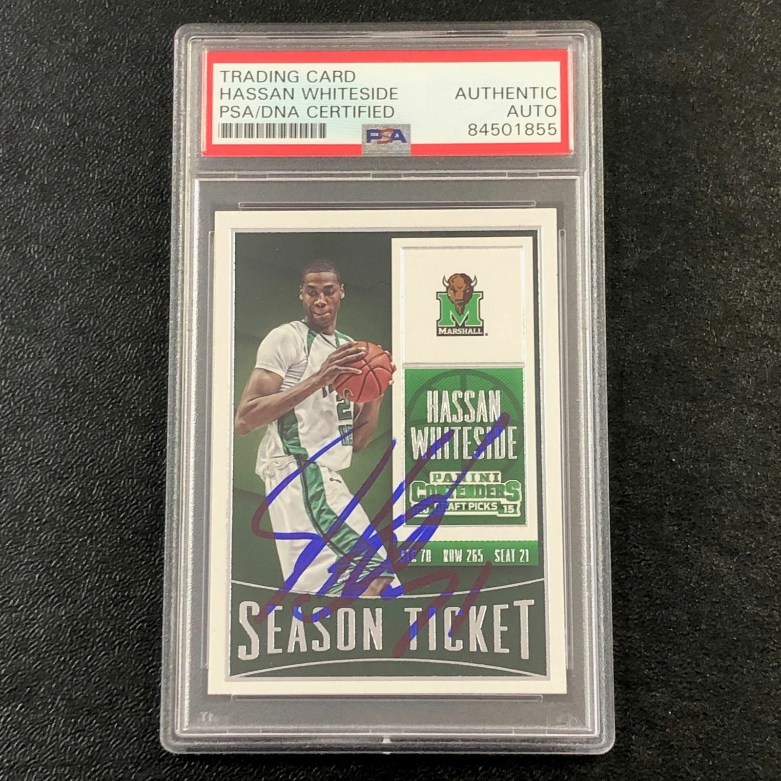 2015-16 Contenders Draft Picks Season Ticket #38 Hassan Whiteside Signed Card AU