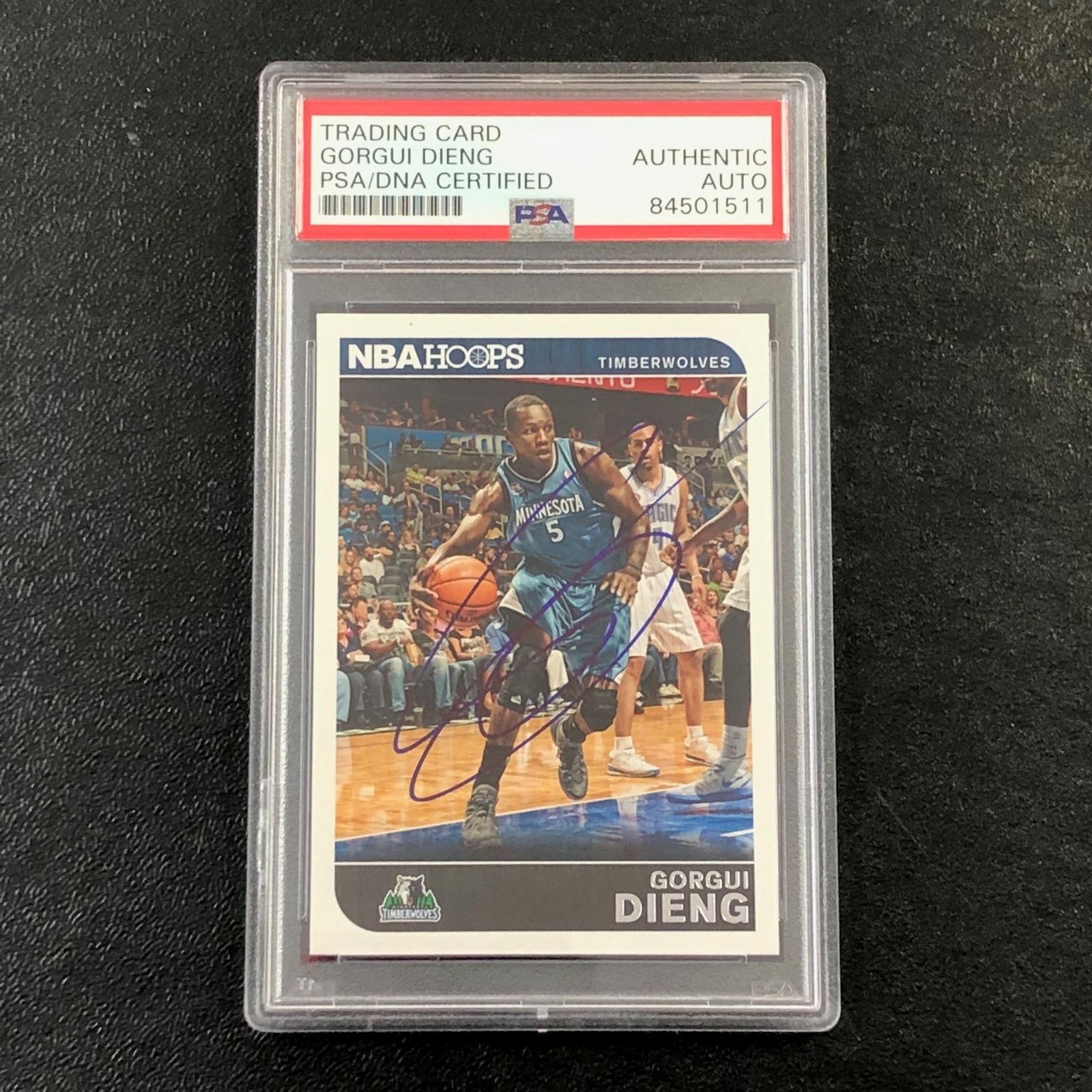 2014-15 NBA Hoops #200 Gorgui Dieng Signed Card AUTO PSA Slabbed Minnesota Timbe