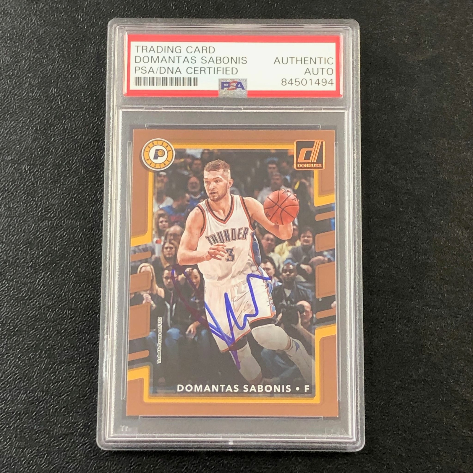 2017-18 Donruss #57 Domantas Sabonis Signed Card AUTO PSA Slabbed Pacers
