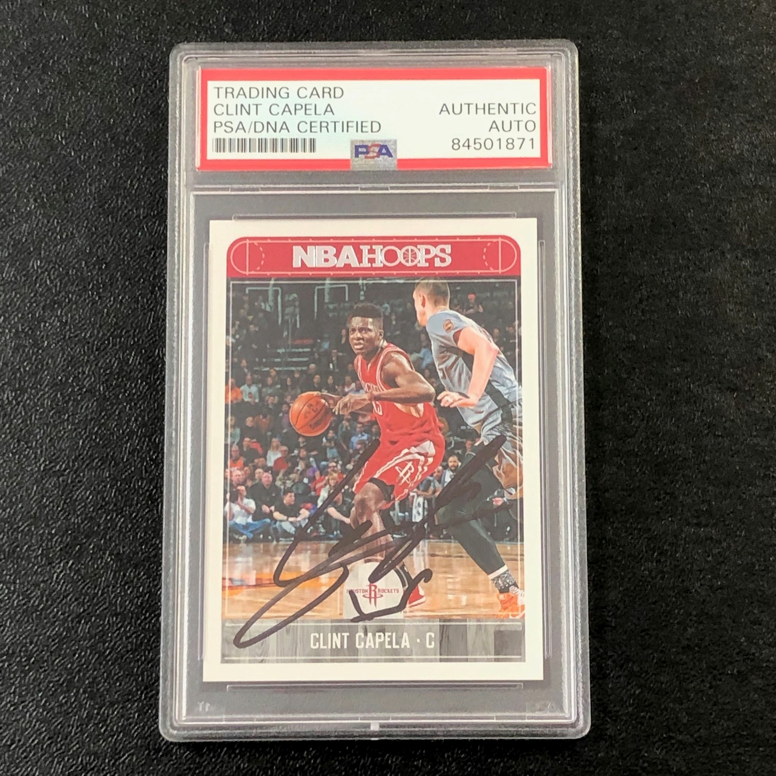 2017-18 NBA Hoops #189 Clint Capela Signed Card AUTO PSA/DNA Slabbed Rockets