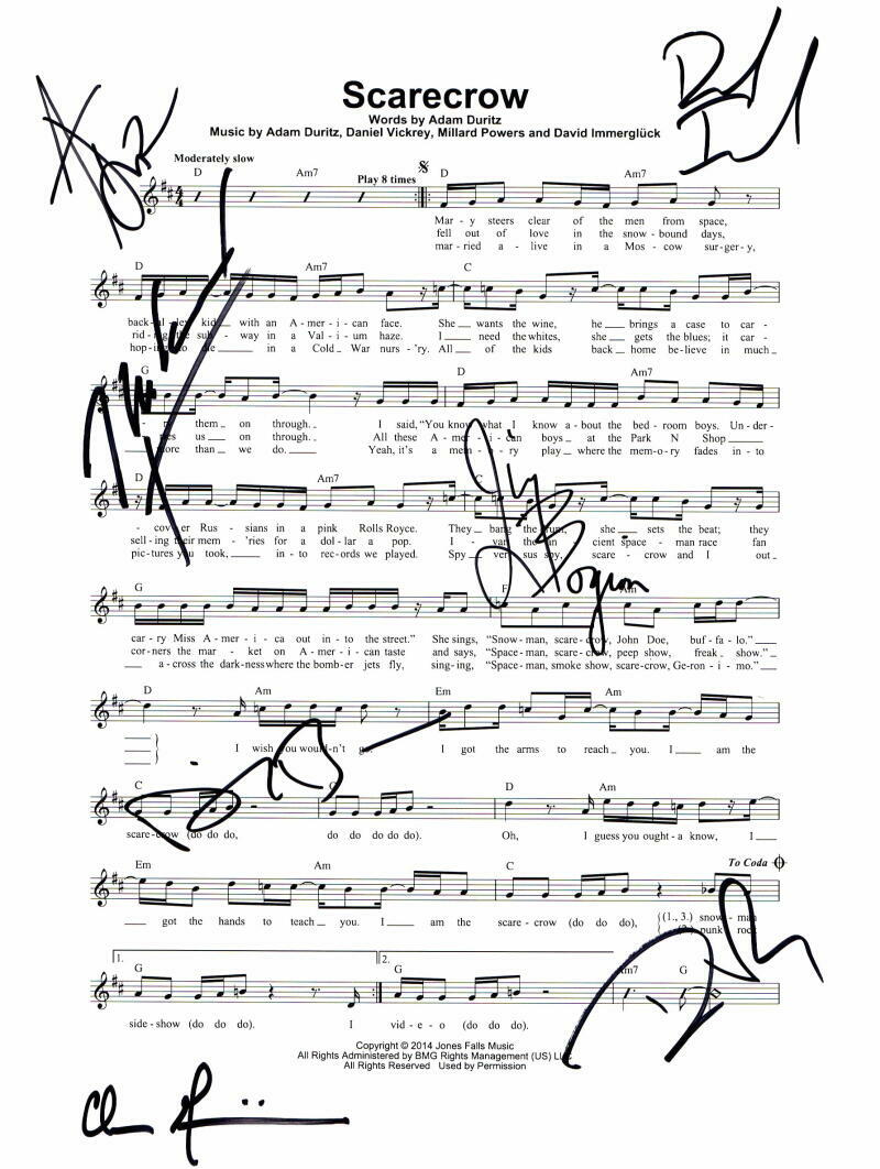COUNTING CROWS FULL BAND (X7) SIGNED AUTOGRAPH 