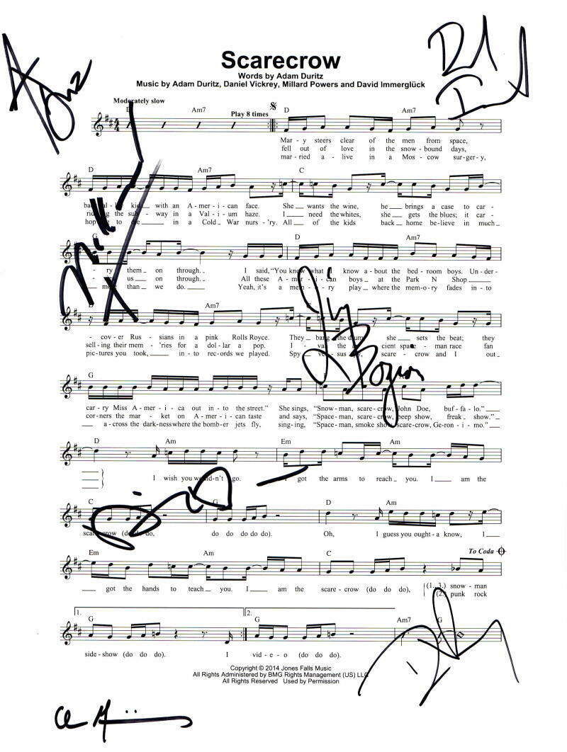COUNTING CROWS BAND (X7) SIGNED AUTOGRAPH 