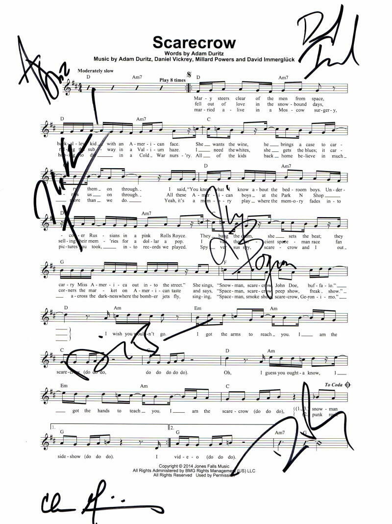 COUNTING CROWS FULL BAND SIGNED AUTOGRAPH 