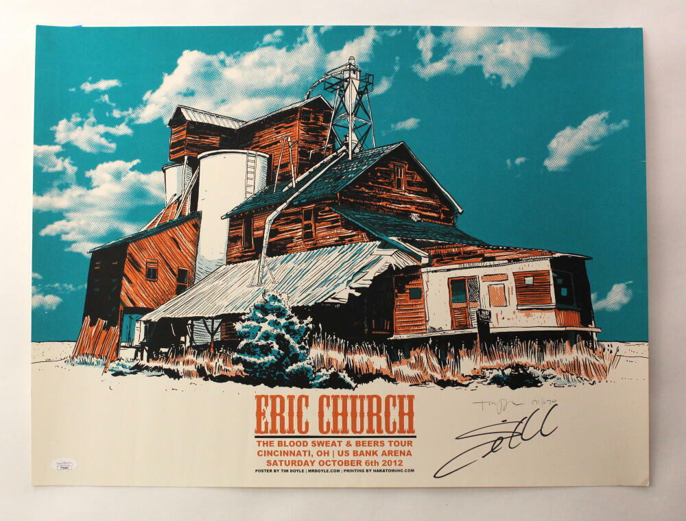 ERIC CHURCH SIGNED AUTOGRAPH 18X24 CONCERT TOUR POSTER CINCINNATI OH 10/6/12 JSA