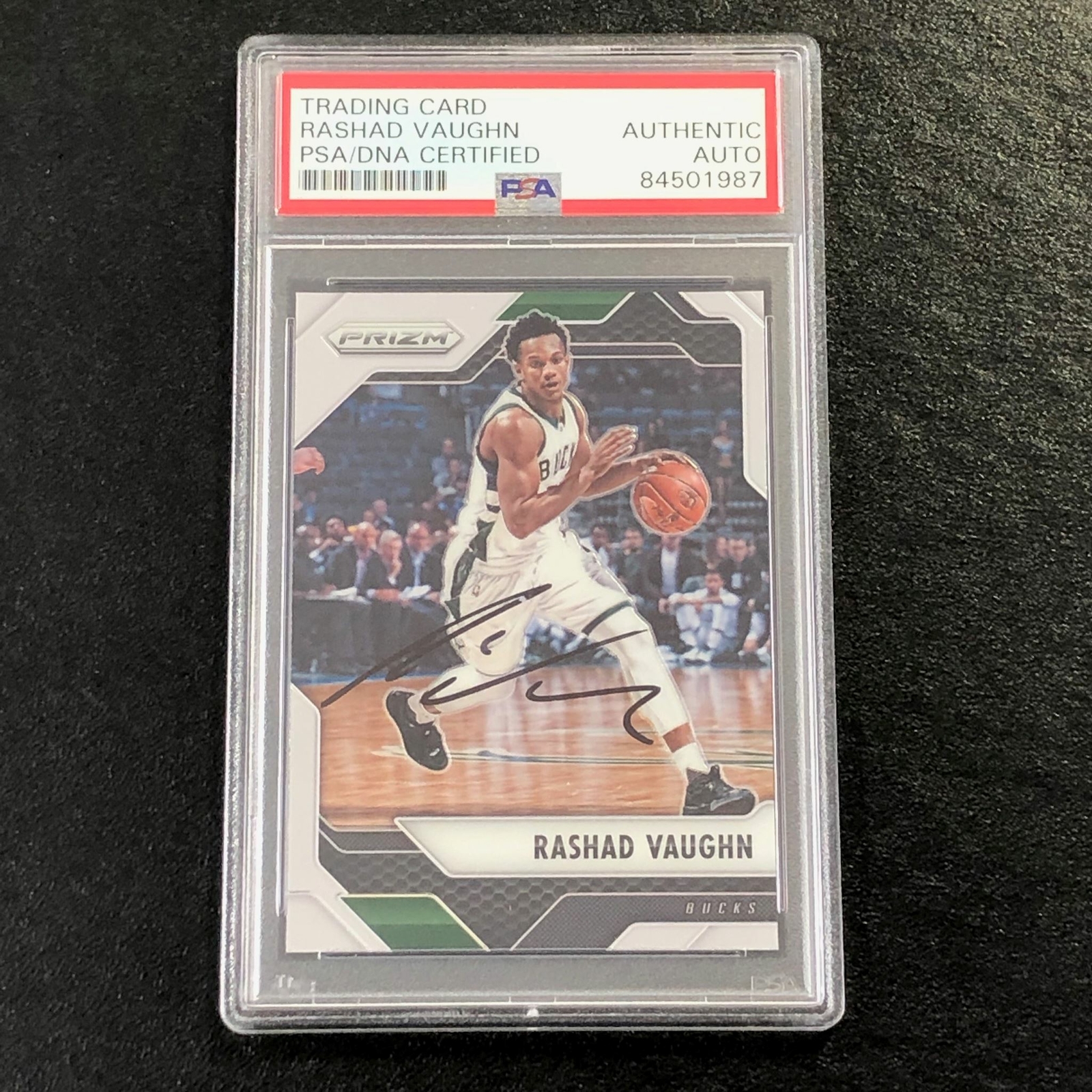 2016-17 Panini Prizm #20 Rashad Vaughn Signed Card AUTO PSA Slabbed Bucks