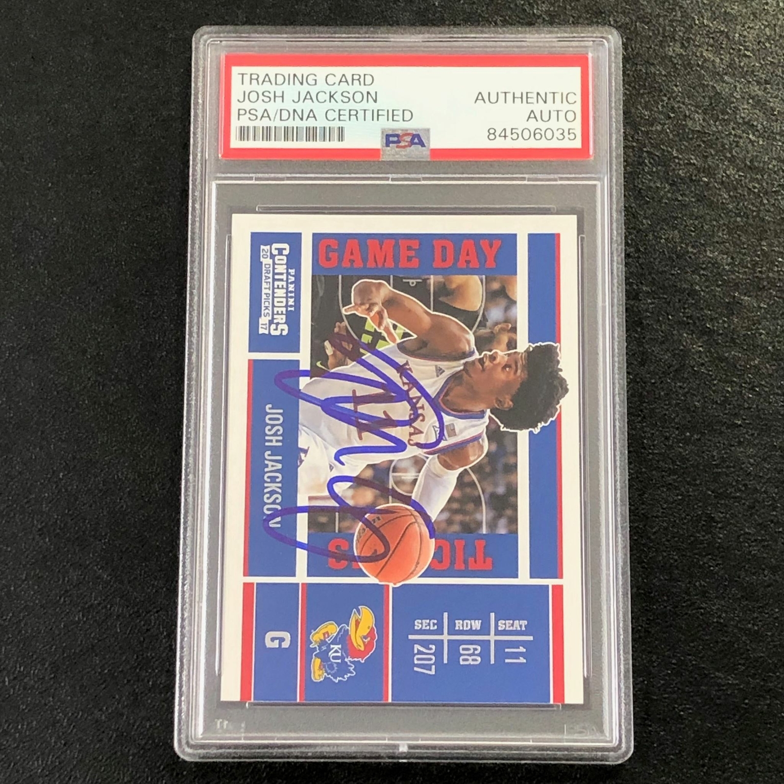 2017-18 Contenders Draft Picks Game Day #3 Josh Jackson Signed Card AUTO PSA Sla