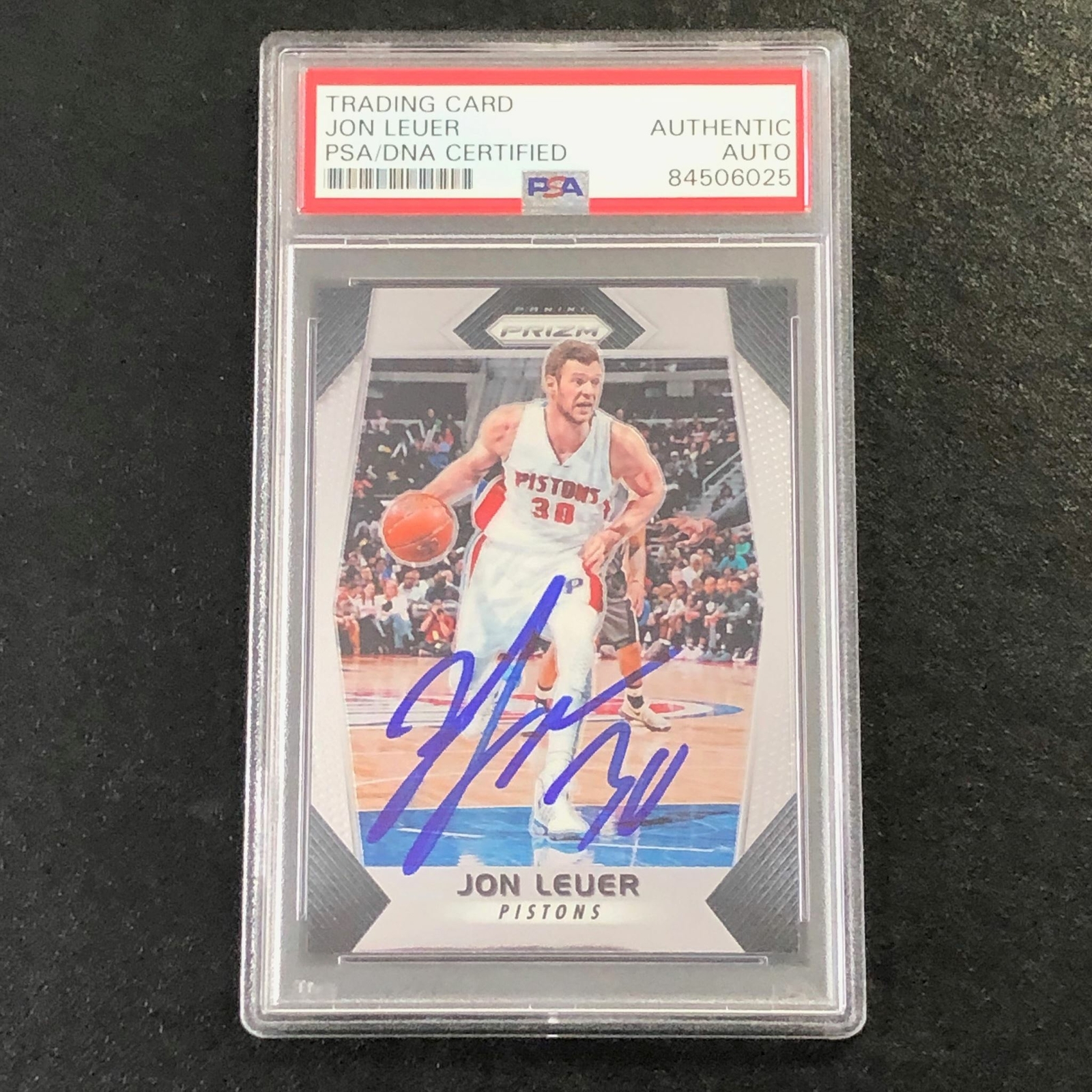 2017-18 Panini Prizm #178 Jon Leuer Signed Card AUTO PSA Slabbed Pistons