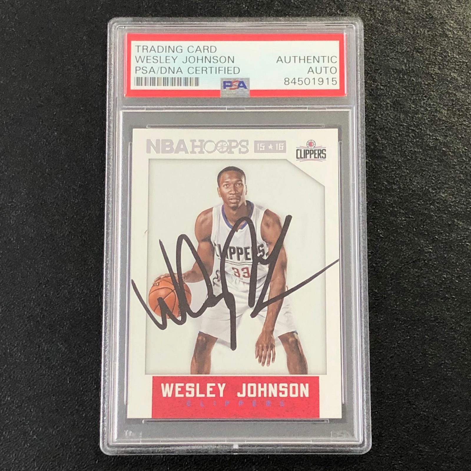2015-16 NBA Hoops #233 Wesley Johnson Signed Card Autographed PSA Slabbed Clippe