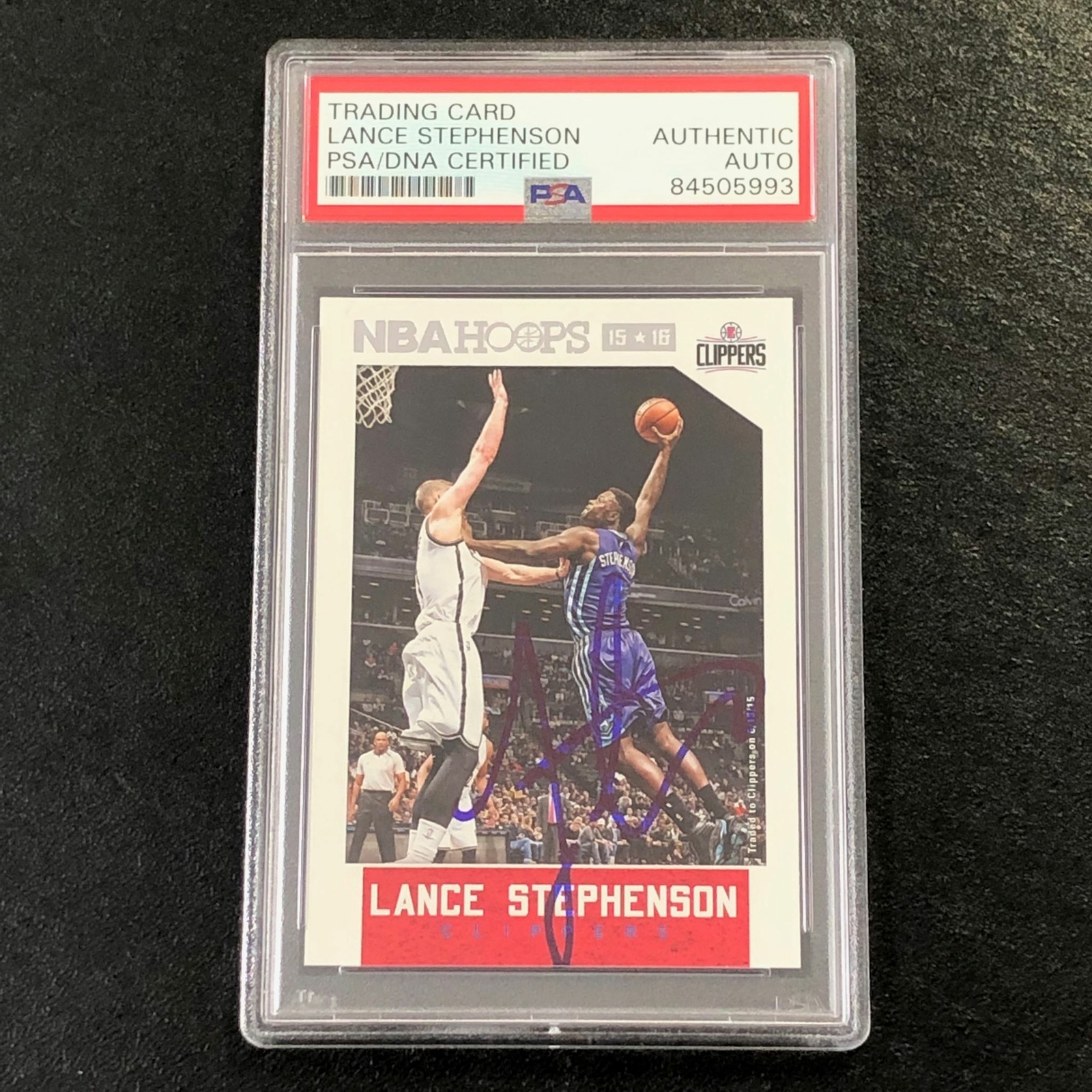 2015-16 NBA Hoops #242 Lance Stephenson Signed Card Auto PSA Slabbed Clippers