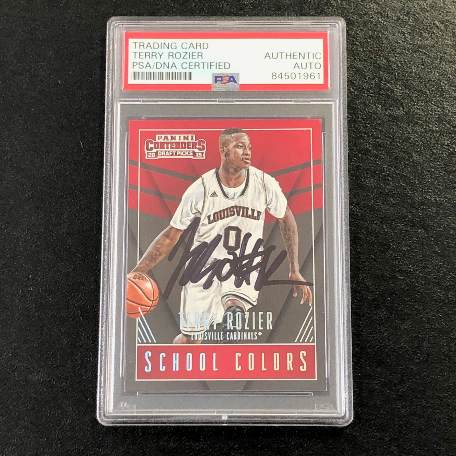2015-16 Contenders Draft Picks School Colors #44 Terry Rozier Signed Card AUTO P
