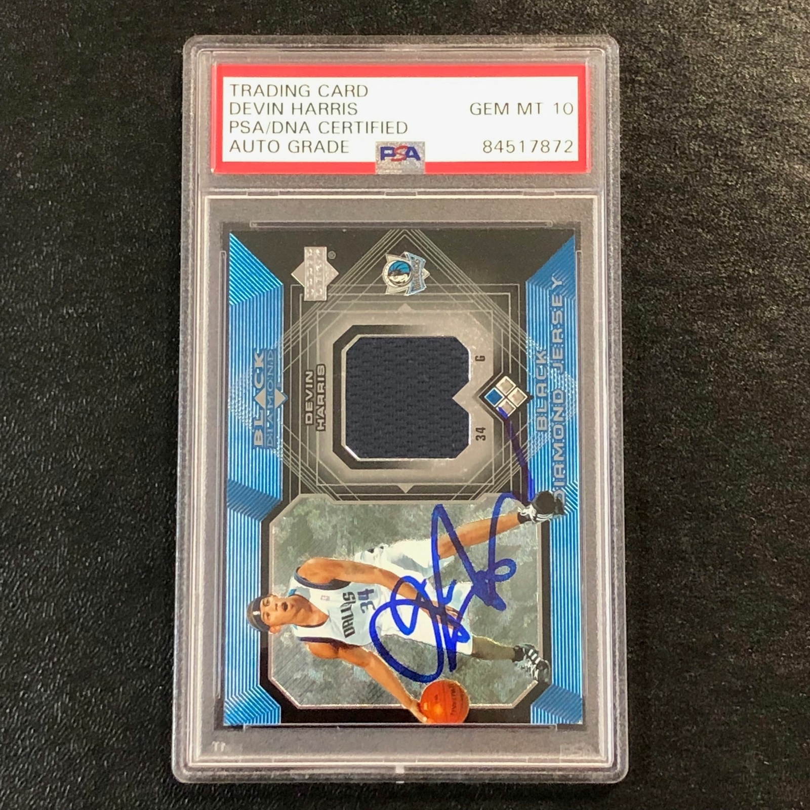 2004-05 Upper Deck Black Diamond Jersey #BDJ-DE Devin Harris Signed Relic Card A