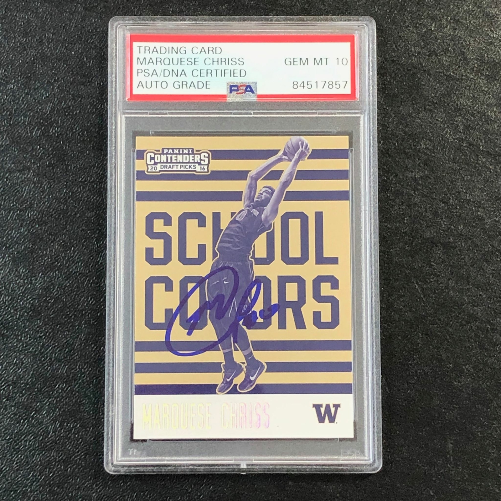 2016-17 Contenders Draft Picks School Colors #7 Marquese Chriss Signed Card AUTO