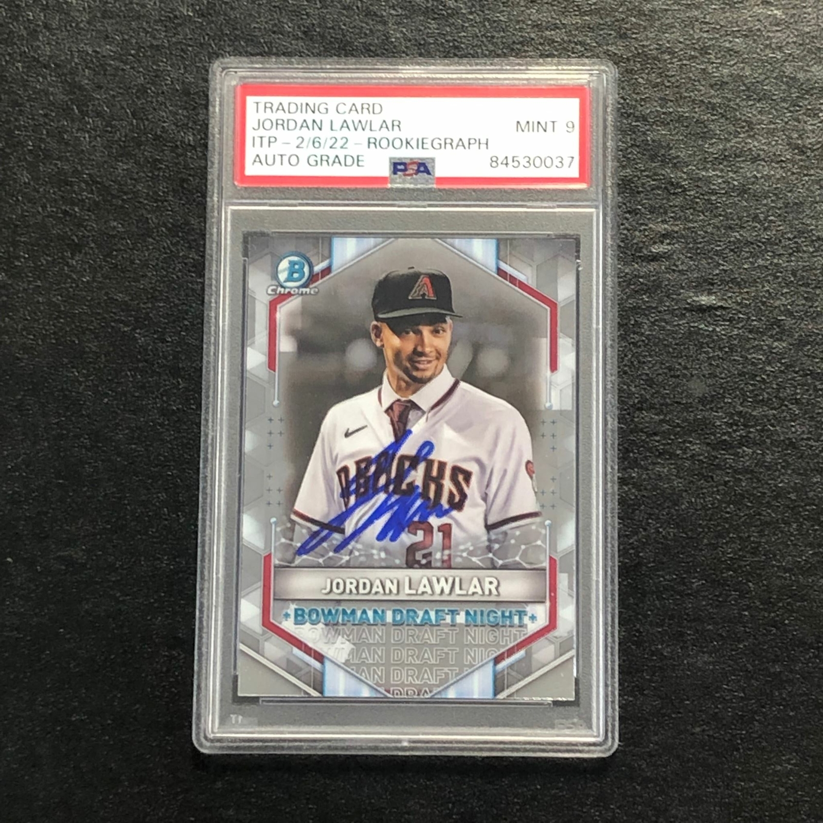 2021 Bowman Chrome #BDN-4 Jordan Lawlar Signed Card PSA Auto 9 RC