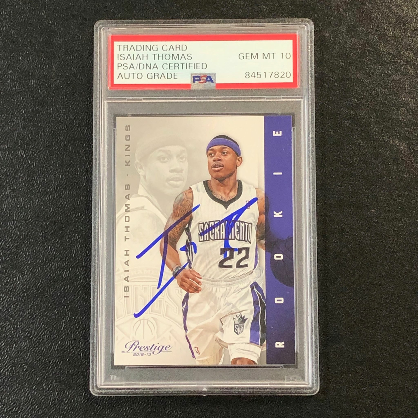 2012-13 Panini Prestige #157 Isaiah Thomas Signed Card AUTO 10 PSA Slabbed RC Ki