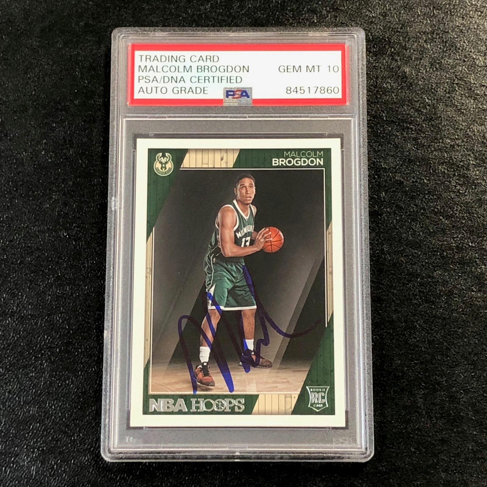 2016-17 NBA Hoops #291 Malcolm Brogdon Signed Card AUTO 10 PSA/DNA Slabbed RC Bu