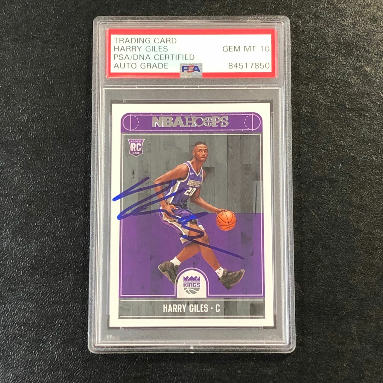 2017-18 NBA Hoops #270 HARRY GILES Signed Card AUTO 10 PSA Slabbed RC Kings