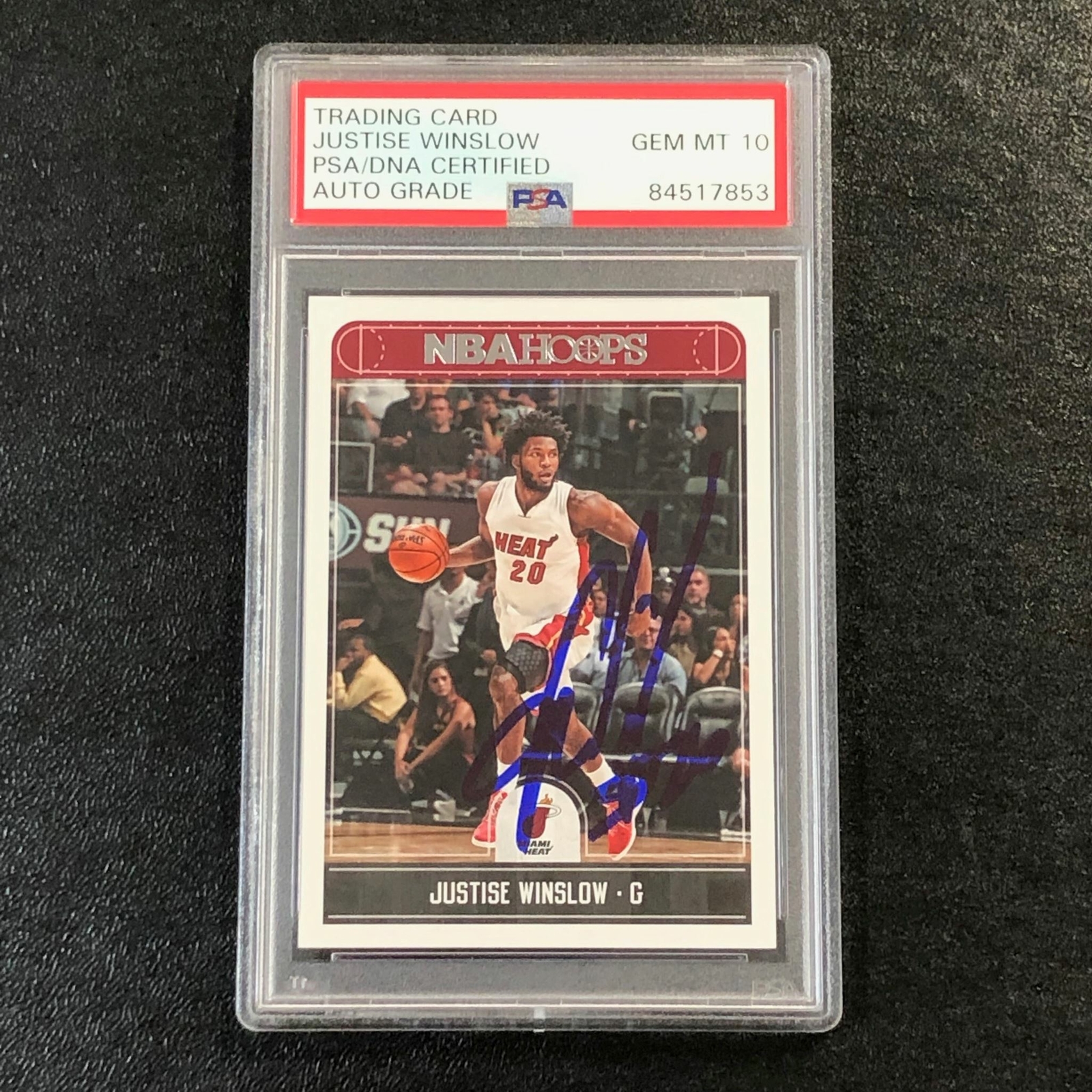 2017-18 NBA Hoops #70 Justice Winslow Signed Card AUTO 10 PSA/DNA Slabbed Heat
